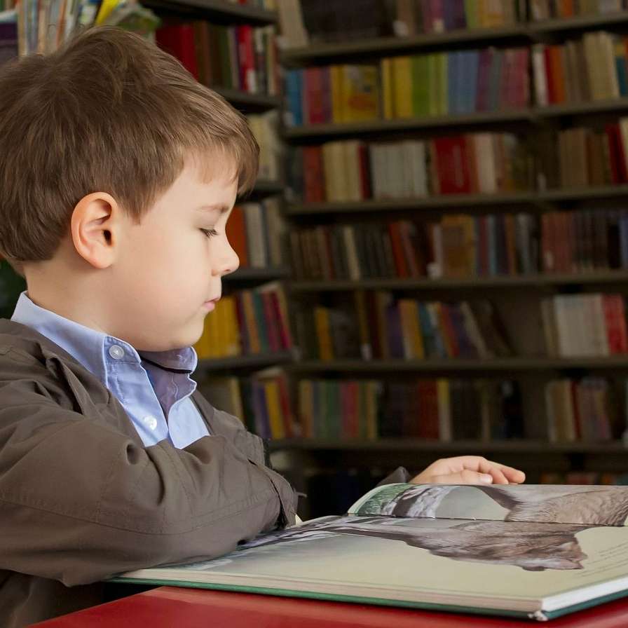 Boy with book.