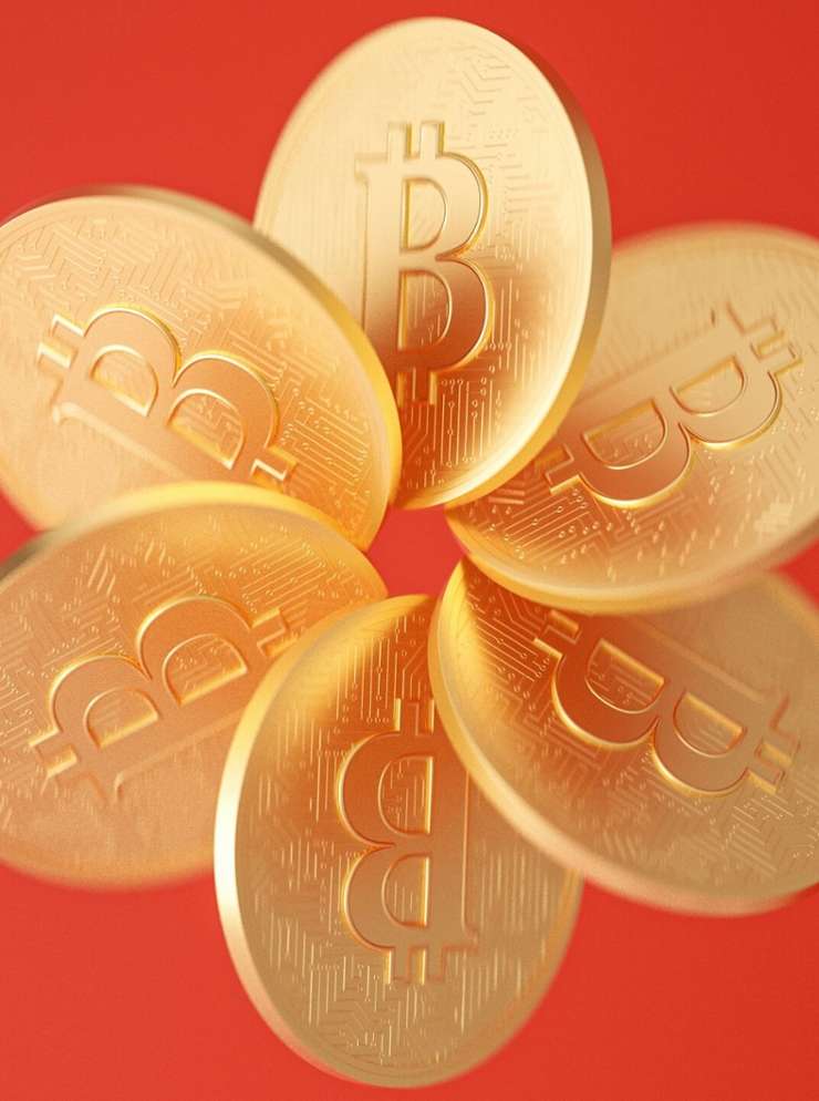 Bitcoins in de vorm van een bloem.