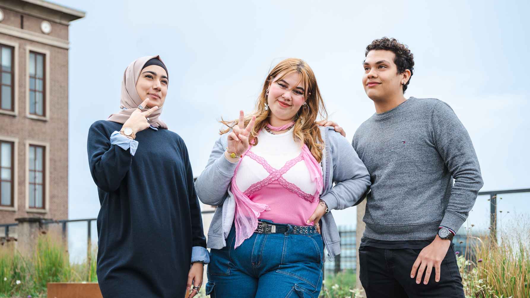 Honours-students at  AUAS rooftop