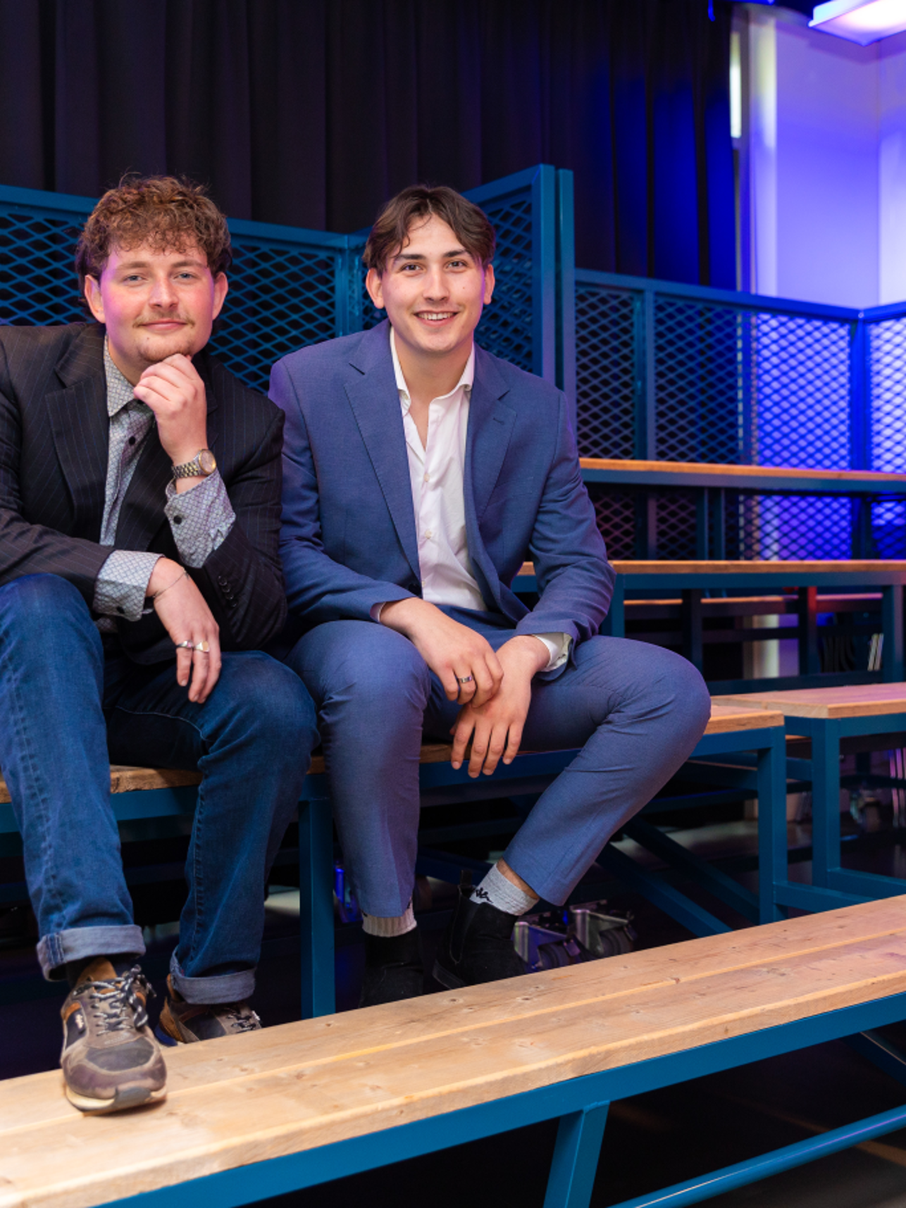 Studenten en mede-oprichters Jouke de Jong en Luuk de Jonge bij de lancering van het nieuwe platform